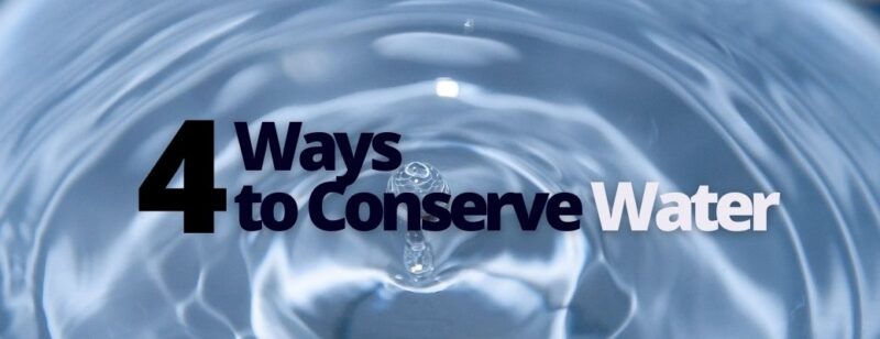 4 ways to conserve water to save your septic tank banner image with blue water and ripples