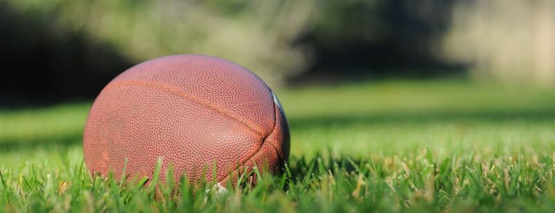 football resting on the green grass