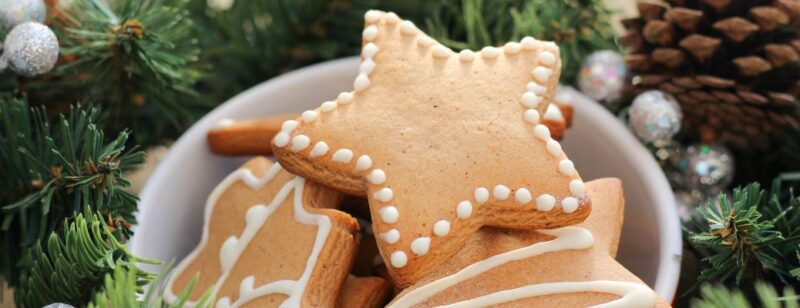 gingerbread Christmas cookies stacked up on a plate