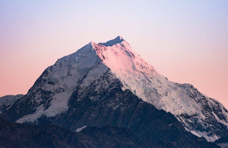 scenic snowy mountain in sunrise or sunset