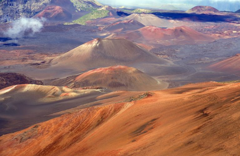 View of Maui countryside from the top of Mount Haleakala